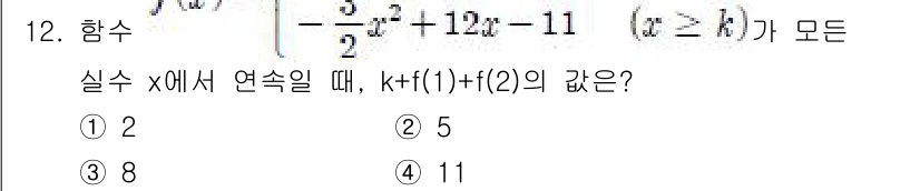 9급_지방직_공무원_서울시_수학(지적) 2018년 12번 - 주어진 함수 \( f(x) \)에서 \( x = 2 \)일 때의 값을 구... 에 관한 핵심 기출문제