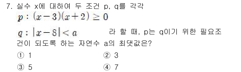 9급_지방직_공무원_서울시_수학(지적) 2018년 7번 - 주어진 조건 \( p: (x-3)(x+2)... 에 관한 핵심 기출문제