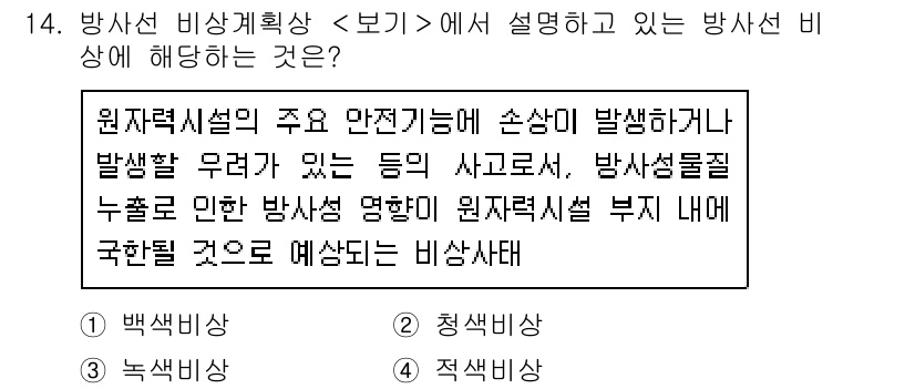 9급_지방직_공무원_서울시_재난관리론 2018년 14번 - 방사선 비상계획의 주요 내용은 방사선 누출 사고 시 방사선의 영향과 이를... 에 관한 핵심 기출문제