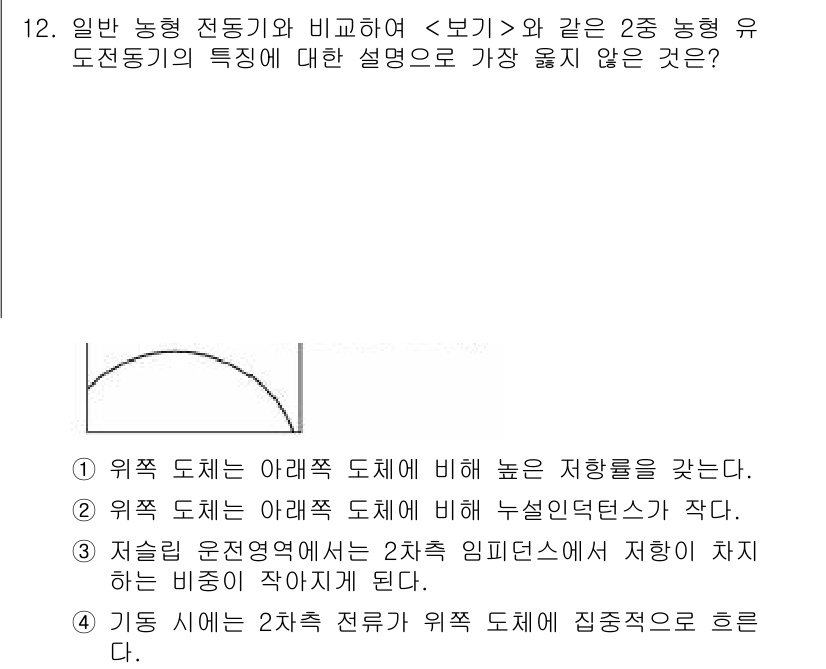 9급_지방직_공무원_서울시_전기기기 2018년 12번 - 전기기기에서 일반 농형 전동기와 보키 전동기의 차이를 설명할 때, 보키 ... 에 관한 핵심 기출문제