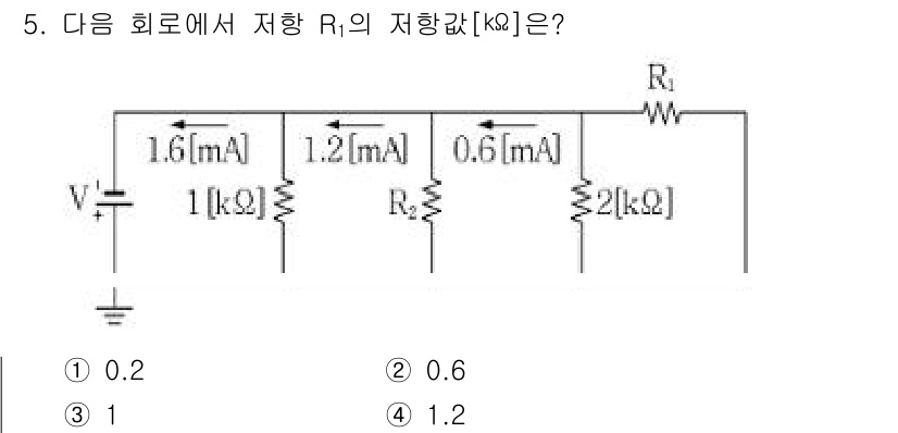 9급_지방직_공무원_서울시_전기이론 2017년 5번 - 주어진 회로에서, R1의 전류를 구하기 위해서 각 저항을 통과하는 전류를... 에 관한 핵심 기출문제
