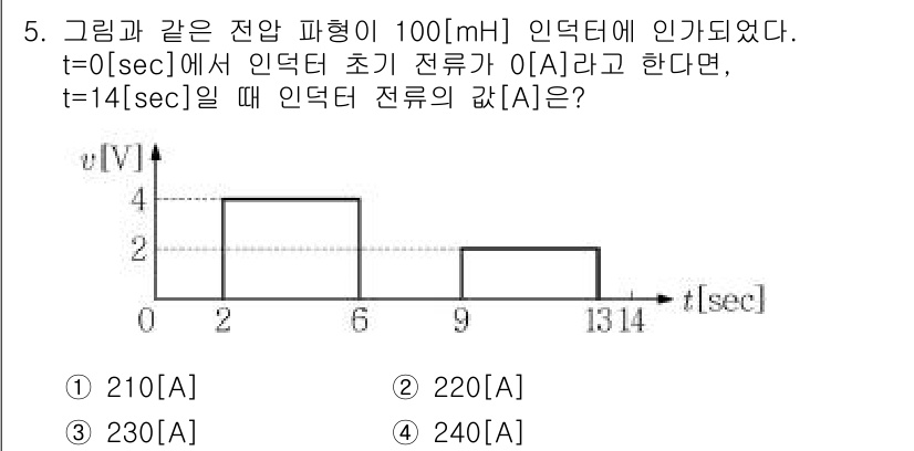 9급_지방직_공무원_서울시_전기이론 2019년 5번 - 인덕터의 전류 변화는 다음과 같은 식으로 계산할 수 있습니다: \( I(... 에 관한 핵심 기출문제