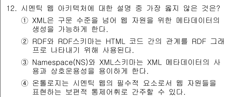 9급_지방직_공무원_서울시_정보봉사개론 2018년 12번 - RDF와 RDF 스키마는 HTML 코드와의 관계를 설명하기 위해 사용되지... 에 관한 핵심 기출문제