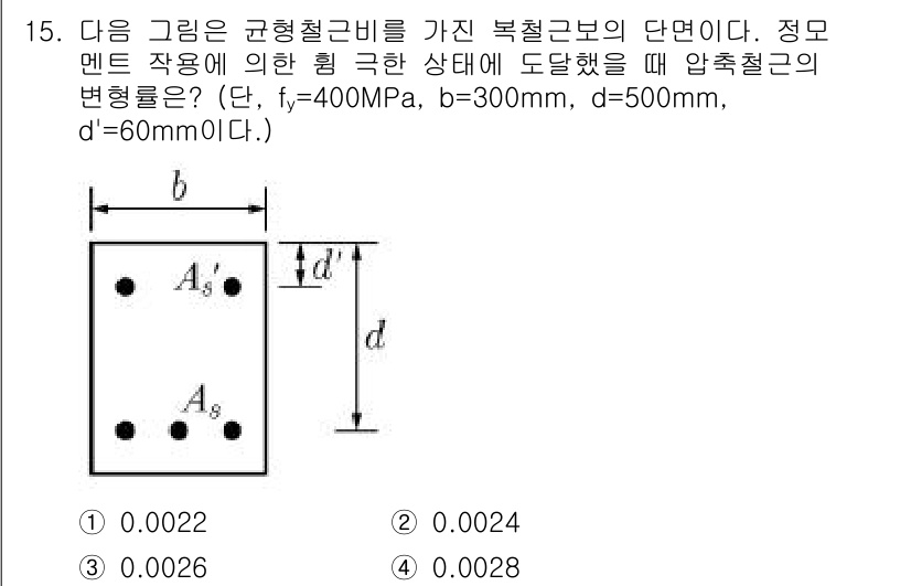 9급_지방직_공무원_서울시_토목설계 2016년 15번 - 해당 문제는 직사각형 단면의 단면적과 변형률을 계산하는 문제입니다. 주어... 에 관한 핵심 기출문제