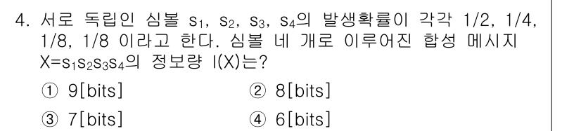 9급_지방직_공무원_서울시_통신이론 2015년 4번 - 주어진 샘플의 발생 확률을 이용해 정보량을 계산할 수 있습니다. 각각의 ... 에 관한 핵심 기출문제