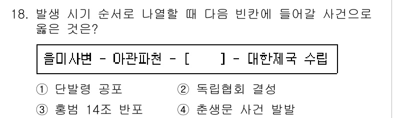9급_지방직_공무원_서울시_한국사(유공자) 2015년 18번 - 정답은 2번 '독립협회 결성'입니다. 독립협회는 1896년에 결성되어 근... 에 관한 핵심 기출문제