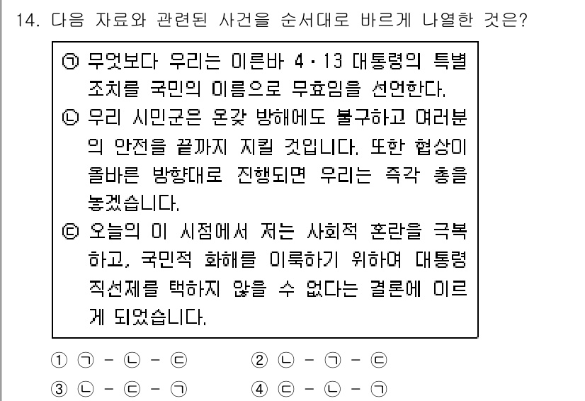 9급_지방직_공무원_서울시_한국사(유공자) 2017년 14번 - 해당 문항은 4·13 대선에서의 국민의 알 권리와 무효함이 중요한 쟁점으... 에 관한 핵심 기출문제