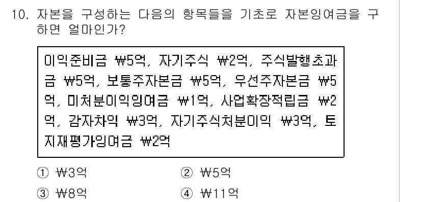 9급_지방직_공무원_서울시_회계학 2015년 9번 - 자본이익금은 주식회사 등을 통해 얻는 수익으로, 주주에게 분배되는 이익을... 에 관한 핵심 기출문제