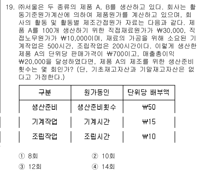 9급_지방직_공무원_서울시_회계학 2017년 16번 - 제목에서 의도한 내용은 원가계산의 기초를 바탕으로 하여, 제품 A와 B에... 에 관한 핵심 기출문제