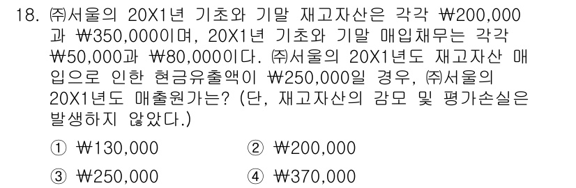 9급_지방직_공무원_서울시_회계학 2018년 16번 - 20X1년의 재고자산 매입액은 기본적으로 매입량과 단가를 고려하여 계산하... 에 관한 핵심 기출문제