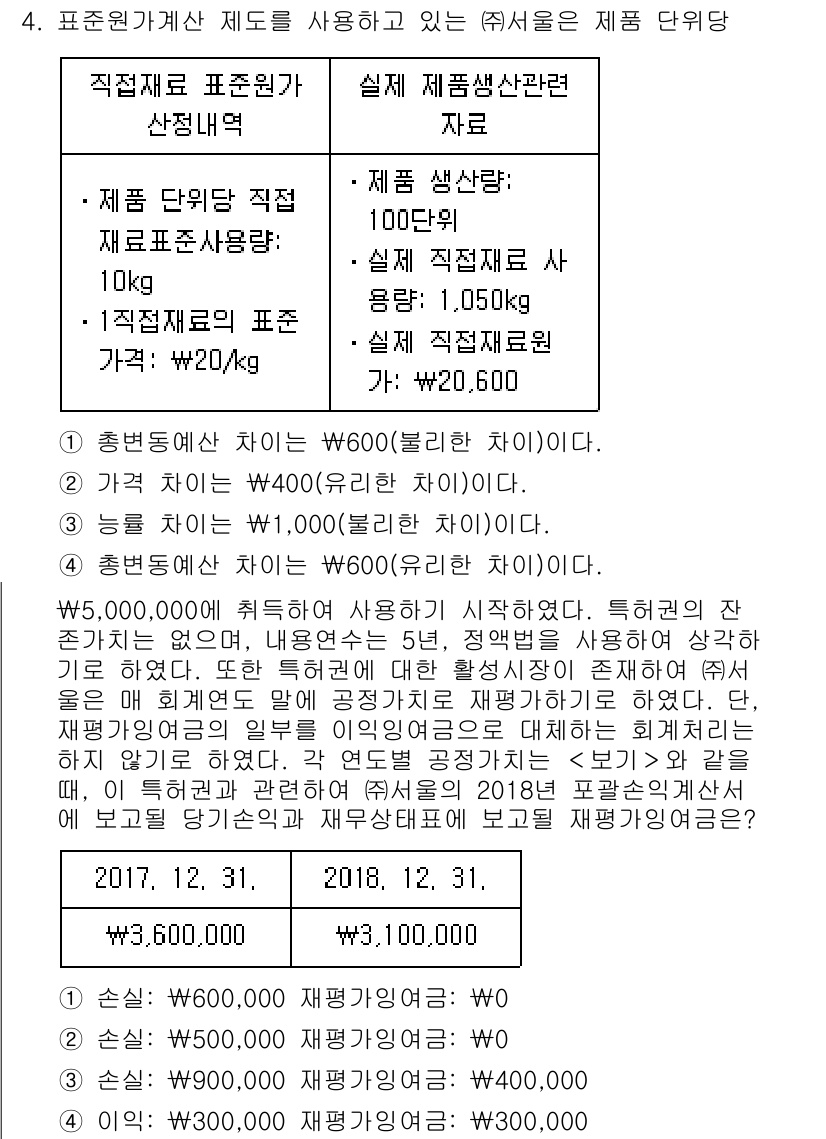 9급_지방직_공무원_서울시_회계학 2018년 4번 - 해당 문제에서는 제품 생산에 필요한 원가를 계산해야 합니다. 생산 비용이... 에 관한 핵심 기출문제