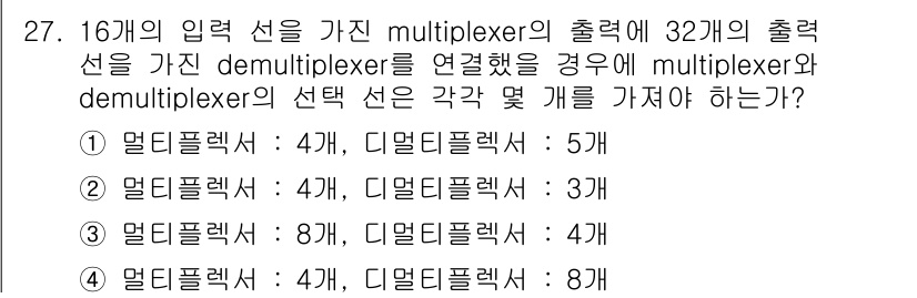 정보처리기사(구) 2016년 27번 - 정답인 이유: 멀티플렉서와 디멀티플렉서의 연결에서, 멀티플렉서의 선택선 ... 에 관한 핵심 기출문제