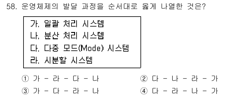 정보처리기사 2018년 58번 - 정답인 이유: 운영체제의 발전 과정은 기본적인 기능에서 고급 기능으로 발... 에 관한 핵심 기출문제