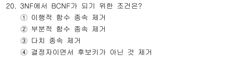 정보처리기사_필기 2018년 20번 - 해당 자격증의 핵심 개념을 묻는 객관식 문제