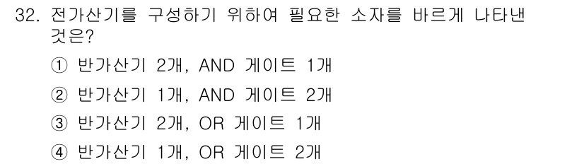 정보처리기사 2019년 32번 - 전산 기기의 논리 회로를 구성하기 위해선 최소한의 게이트를 이용해 필요한... 에 관한 핵심 기출문제