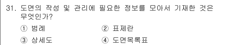 신재생에너지발전설비기사(구) 2017년 31번 - . 표재란

표재란은 도면의 각 요소를 설명하고 관리하기 위해 필요한 정... 에 관한 핵심 기출문제