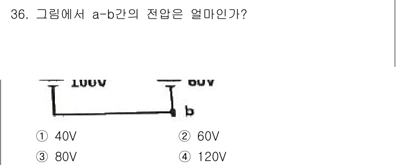 화재감식평가산업기사 2020년 36번 - 전압 a-b 간의 전압을 구하기 위해서는 기본적인 전압의 분배 원리를 적... 에 관한 핵심 기출문제