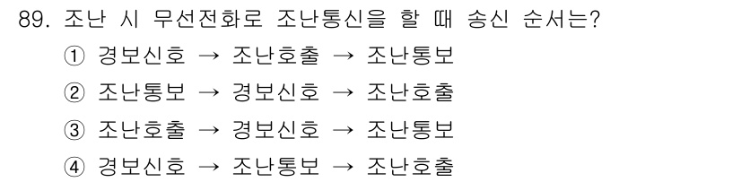 전파전자통신기사 2016년 89번 - 조난 상황에서 무선전화로 통신을 할 경우, 먼저 구조 요청을 위한 경보신... 에 관한 핵심 기출문제