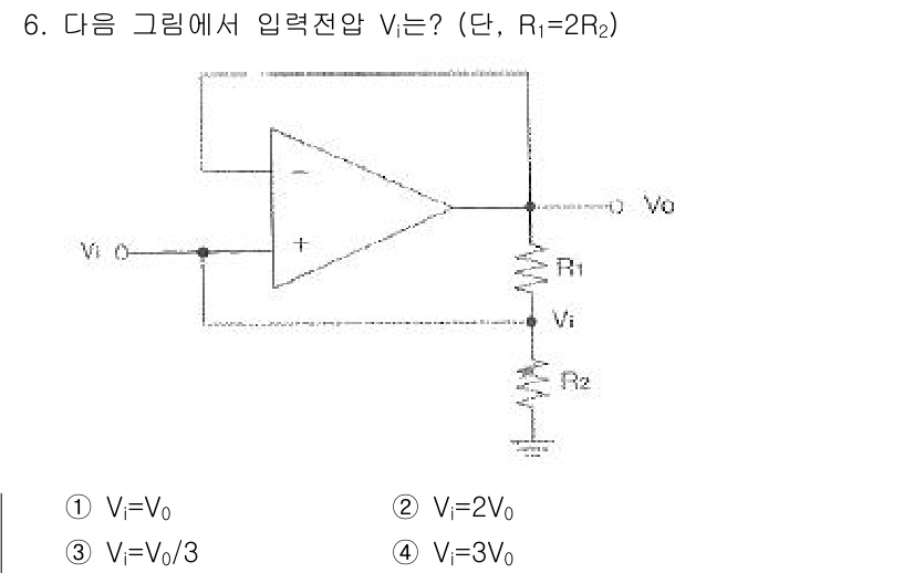 전파전자통신기사 2019년 6번 - 이 회로에서 교류 신호를 사용하면, 반전 증폭기에서 Vi는 Vo에 대해 ... 에 관한 핵심 기출문제