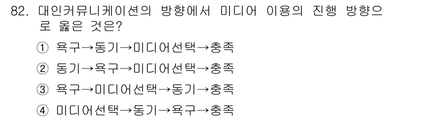 텔레마케팅관리사 2020년 82번 - 텔레마케팅에서 미디어 이용의 진행 방향은 '욕구→동기→미디어선택→충족'으... 에 관한 핵심 기출문제