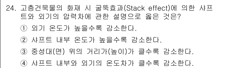 소방시설관리사 2020년 24번 - '1'이 정답인 이유는 외부 온도가 높아질 경우, 내부 공기가 가열되어 ... 에 관한 핵심 기출문제