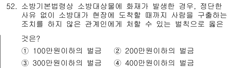 소방시설관리사 2020년 52번 - 소방기본법에 따르면, 소방대가 출동하는 상황에서 적절한 사유 없이 사람을... 에 관한 핵심 기출문제