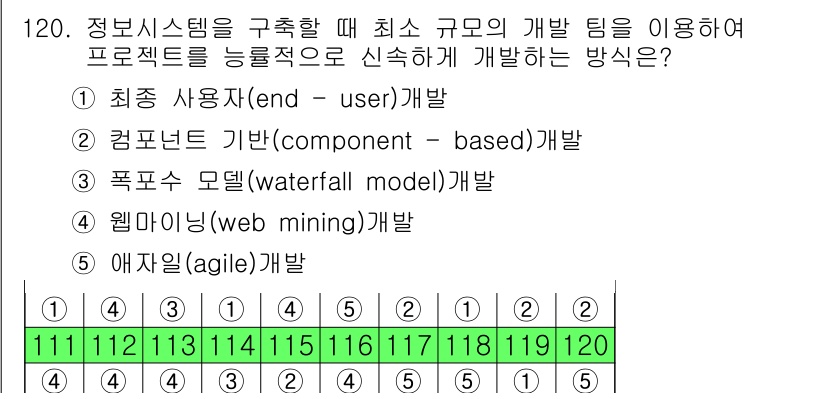 가맹거래사 2018년 120번 - 정보 시스템 개발에서 최소 규모의 팀으로 효율적으로 프로젝트를 진행하려면... 에 관한 핵심 기출문제