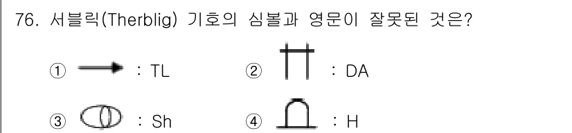 인간공학기사 2020년 76번 - 주어진 문제에서 올바른 기호와 영어 약자를 매치해야 합니다. 'TL'은 ... 에 관한 핵심 기출문제
