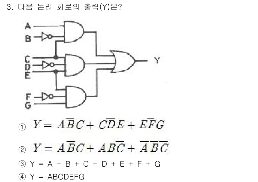 철도신호기사 2020년 3번 - 주어진 회로에서 Y의 출력은 세 개의 AND 게이트와 하나의 OR 게이트... 에 관한 핵심 기출문제