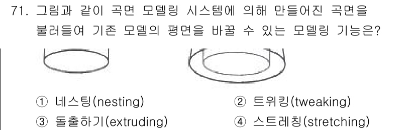 기계설계산업기사 2020년 73번 - 주어진 문제에서 도식화된 곡면은 기본 모델의 형태를 변화시키는 방식에 대... 에 관한 핵심 기출문제