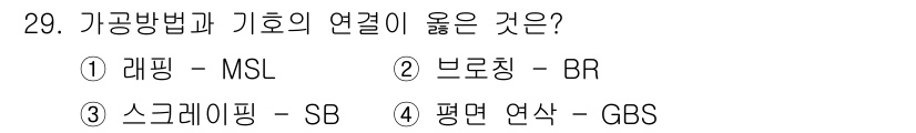 생산자동화산업기사 2020년 29번 - 브로칭(Broaching)은 금속 가공 방법 중 하나로, 기계적인 방식으... 에 관한 핵심 기출문제