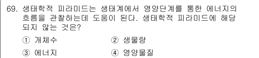 자연생태복원산업기사 2020년 69번 - 생태학적 피라미드는 생태계의 영양 단계를 시각적으로 표현하며, 일반적으로... 에 관한 핵심 기출문제
