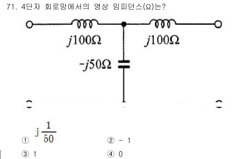 전기산업기사 2020년 71번 - 주어진 회로에서 임피던스를 계산하면, 병렬 및 직렬 조합을 통해 최종 임... 에 관한 핵심 기출문제