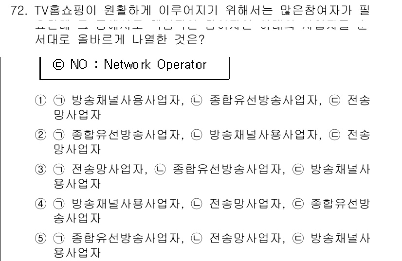 유통관리사_1급 2017년 72번 - TV 홈쇼핑을 원활하게 운영하기 위해서는 방송 통신과 관련된 여러 사업자... 에 관한 핵심 기출문제