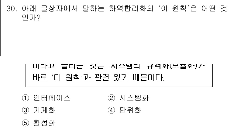 유통관리사_1급 2019년 30번 - 문제에서 언급된 '이 원칙'은 시스템의 요소들이 어떻게 상호작용하는지를 ... 에 관한 핵심 기출문제