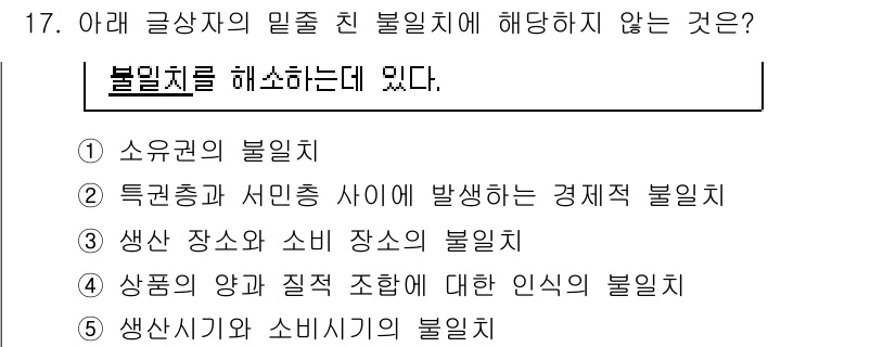 유통관리사_3급 2019년 17번 - 정답 '2'인 이유는 특정 권리와 서민층 사이에 발생하는 경제적 불일치가... 에 관한 핵심 기출문제