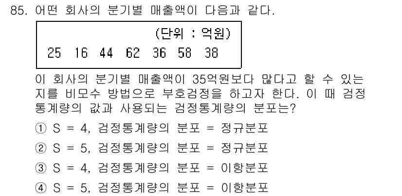 사회조사분석사_1급 2020년 85번 - 이 문제는 분기별 매출액을 비교하여 총액이 35억 원보다 적은지를 판단하... 에 관한 핵심 기출문제
