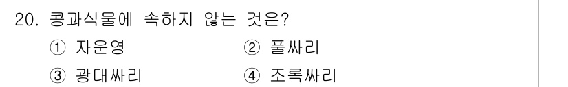 생물분류기사(동물) 2020년 20번 - 광대쌀은 콩과식물이 아닌 쌀과에 속하는 식물입니다. 이는 자연영, 풀쌀,... 에 관한 핵심 기출문제