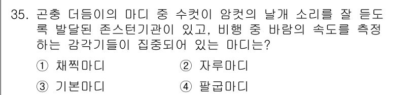 식물보호기사 2020년 35번 - 비행 중 바람의 속도를 측정하는 감각기관이 집중되어 있는 마디는 '팔굽마... 에 관한 핵심 기출문제