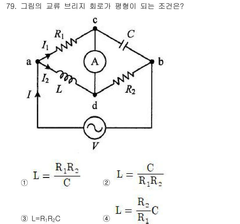 전기기사 2020년 79번 - 회로가 평형이 되기 위한 조건은 노드의 전류 법칙에 따라 각 노드에서의 ... 에 관한 핵심 기출문제