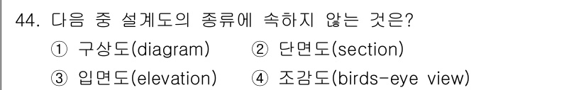 조경기사 2020년 44번 - 정답인 '1. 구상도(diagram)'는 주로 개념적이거나 설명적인 이미... 에 관한 핵심 기출문제