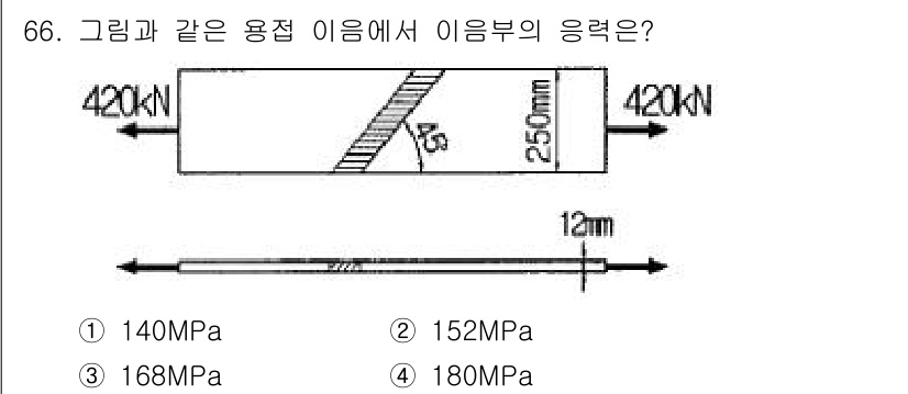토목기사 2020년 66번 - 이 문제는 하중을 받는 단면에서의 응력을 계산하는 문제입니다. 주어진 하... 에 관한 핵심 기출문제