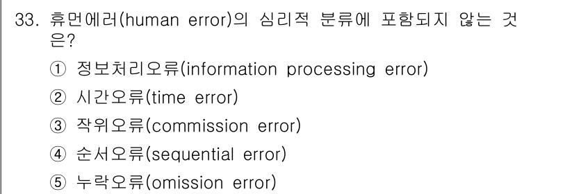 산업안전지도사 2016년 33번 - 정보처리오류는 인간의 심리적 메커니즘에서 발생하는 비정상적인 정보 처리와... 에 관한 핵심 기출문제
