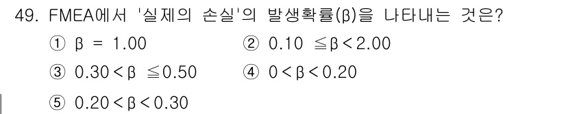 산업안전지도사 2017년 49번 - FMEA에서 '실체의 손실'의 발생확률(β)은 0과 1 사이의 값을 가지... 에 관한 핵심 기출문제