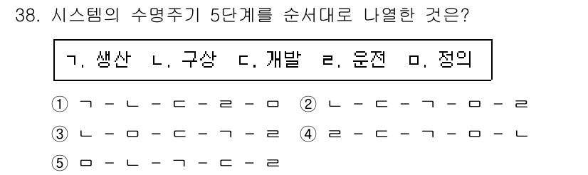 산업안전지도사 2018년 38번 - 시스템의 수명 주기는 '생산', '구상', '개발', '운전', '정의'... 에 관한 핵심 기출문제