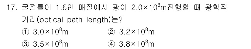 광학기사 2015년 18번 - 광학적 거리(optical path length)는 매질의 굴절률과 거리... 에 관한 핵심 기출문제