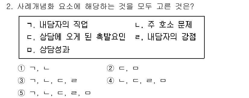 청소년상담사_1급(1교시) 2020년 2번 - 사례개념화는 특정 상황이나 문제를 이해하고 설명하는 데 필요한 요소들을 ... 에 관한 핵심 기출문제