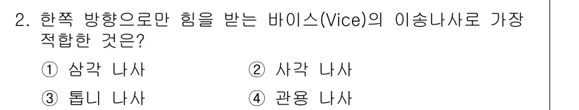 9급_지방직_공무원_기계일반 2020년 2번 - 비이스(vice) 개념에 따르면, 한쪽 방향으로만 힘을 받는 경우, 하중... 에 관한 핵심 기출문제
