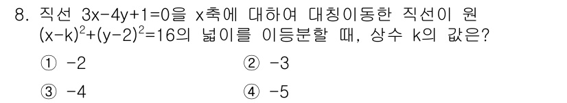 9급_지방직_공무원_수학 2017년 8번 - 직선 \(3x - 4y + 1 = 0\)의 기울기를 구하면 \(k = \... 에 관한 핵심 기출문제