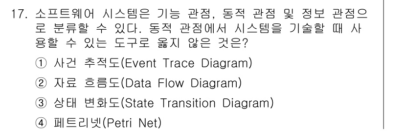 9급_지방직_공무원_컴퓨터일반 2020년 17번 - 정답 '2'인 이유는 '자료 흐름도(Data Flow Diagram)'가... 에 관한 핵심 기출문제